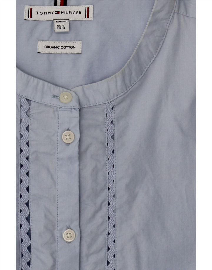 TOMMY HILFIGER Womens Long Sleeve Blouse Top UK 12 Medium Blue Cotton Vintage Tommy Hilfiger and Second-Hand Tommy Hilfiger from Messina Hembry 