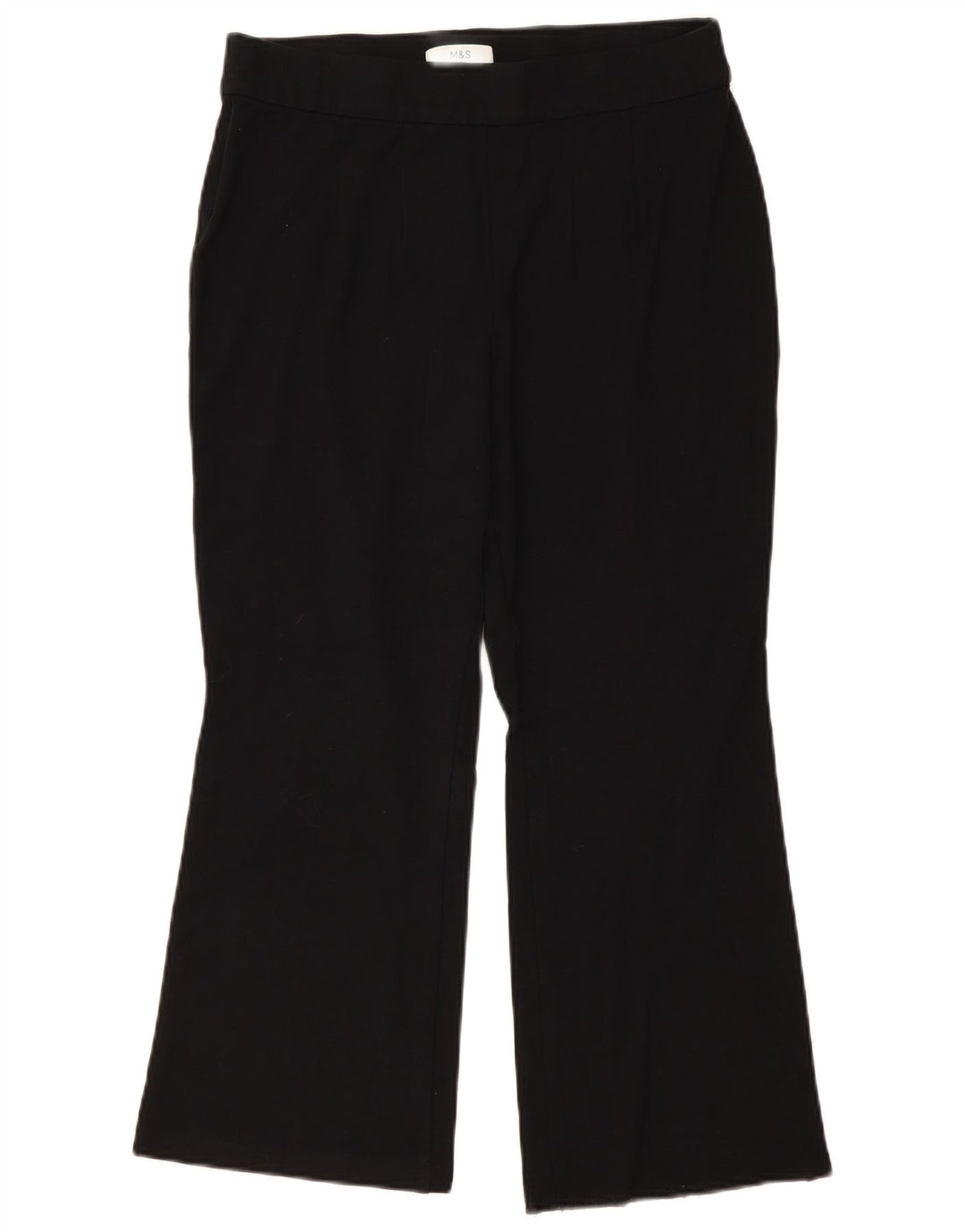 MARKS & SPENCER Dame Bootcut Cropped Trousers UK 16 Large W32 L25 Black