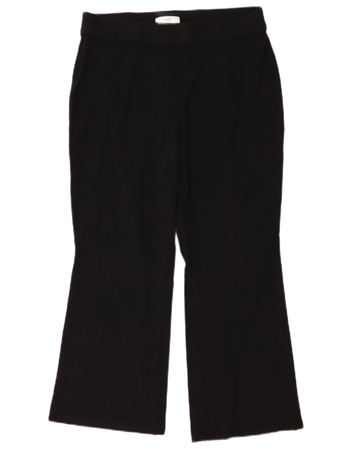 MARKS & SPENCER Dame Bootcut Cropped Trousers UK 16 Large W32 L25 Black