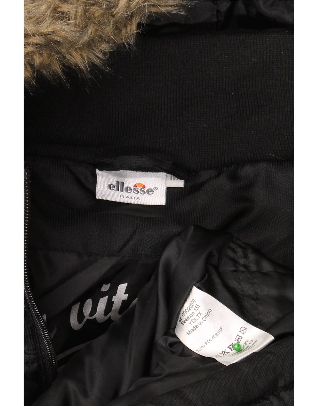 Ellesse Herre hættepolstret jakke UK 38 Medium Sort Polyester