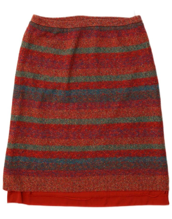 Bleyle damestrikket A-line nederdel EU 42 Large W32 Flerfarvet stribet uld