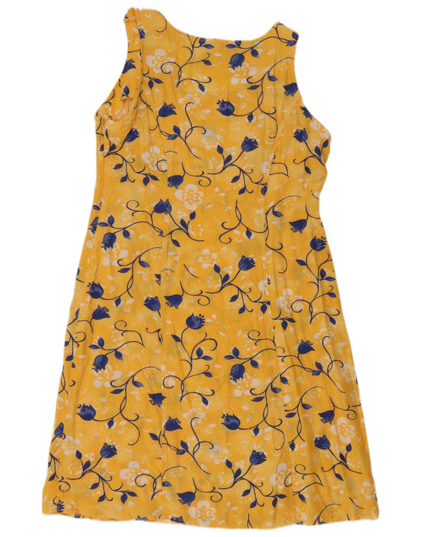 Vintage ærmeløs basiskjole til kvinder EU 40 Medium Yellow Floral