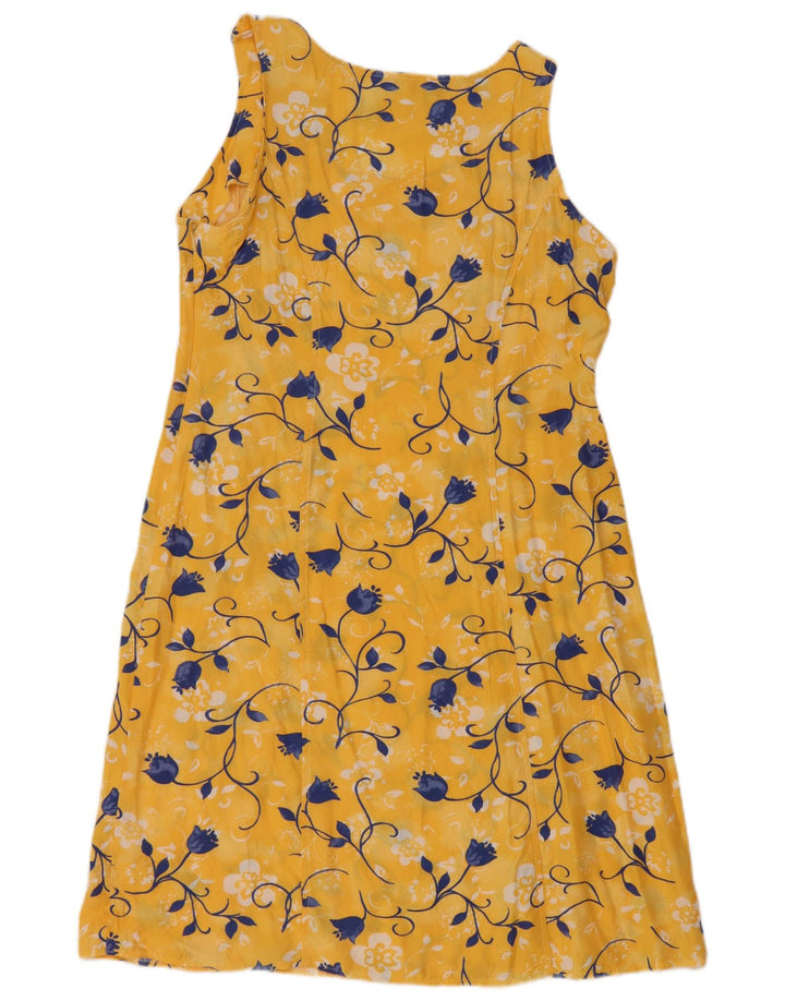 Vintage ærmeløs basiskjole til kvinder EU 40 Medium Yellow Floral