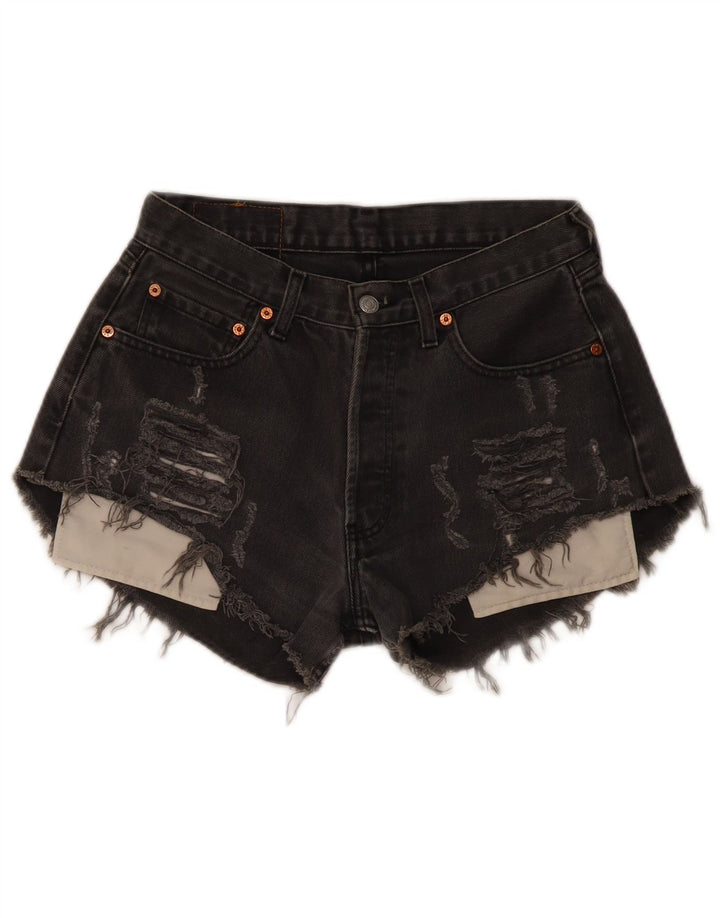 LEVI'S Womens 517 Denim Distressed Hot Pants W31 Medium  Grey Cotton