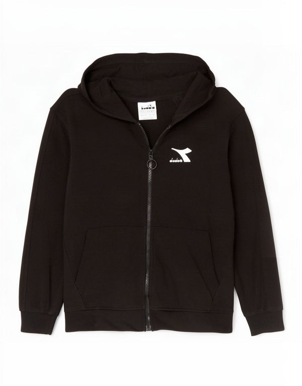Diadora Boys Hættetrøje Sweater med lynlås 9-10 år Stor sort bomuld