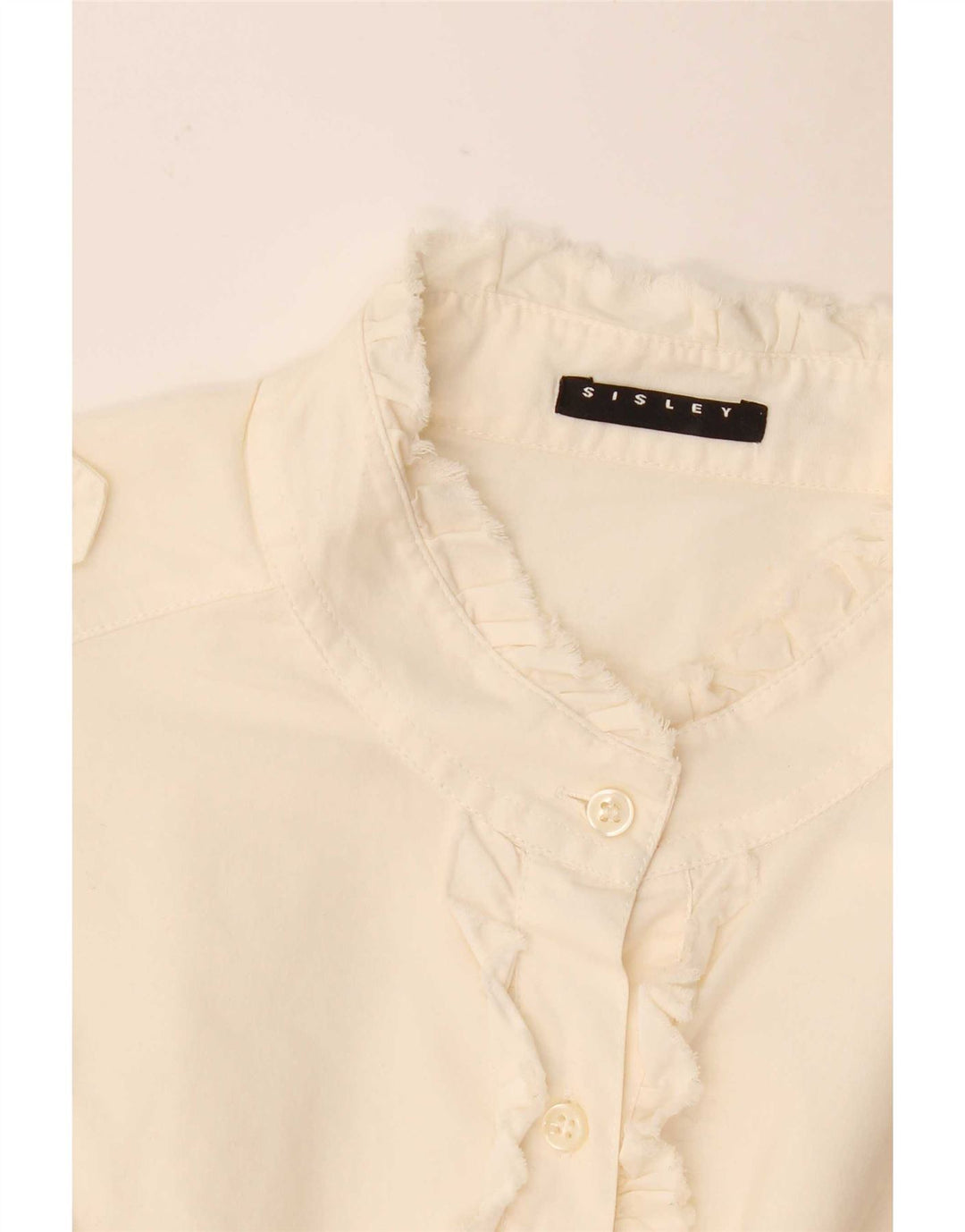 Sisley Womens Military Flæse Front Shirt UK 12 Medium White
