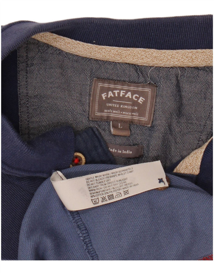 Fat Face Herre Polo Shirt Stor Blå Stribet Bomuld