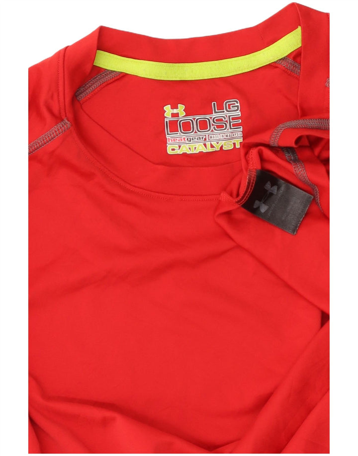 UNDER ARMOUR Herre Heat Gear T-Shirt Top Stor Rød Polyester