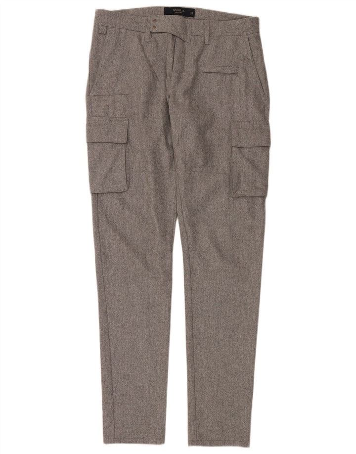 SIVIGLIA Herre Slim Cargo Bukser W33 L36 Grå Uld
