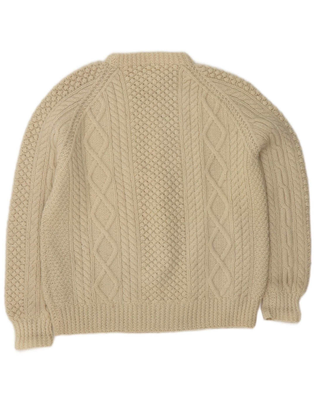 Vintage sweater med rund hals til mænd Medium Off White
