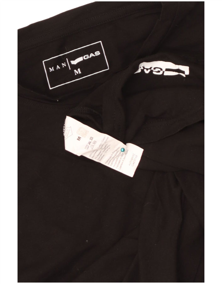 Gas Herre T-Shirt Top Medium Sort Bomuld