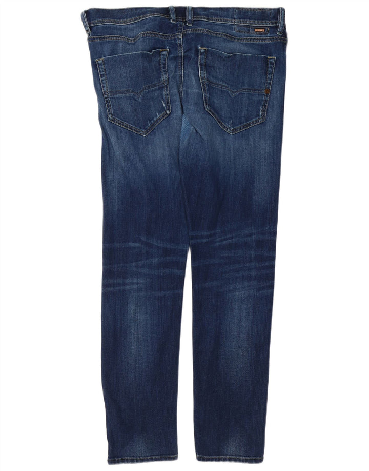 Diesel Herre Tepphar Distressed Carrot Slim Jeans W36 L32 Blue Cotton