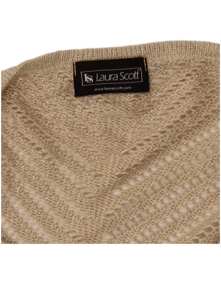 LAURA SCOTT Dame Kortærmet Boat Neck Jumper Sweater UK 8 Small Beige
