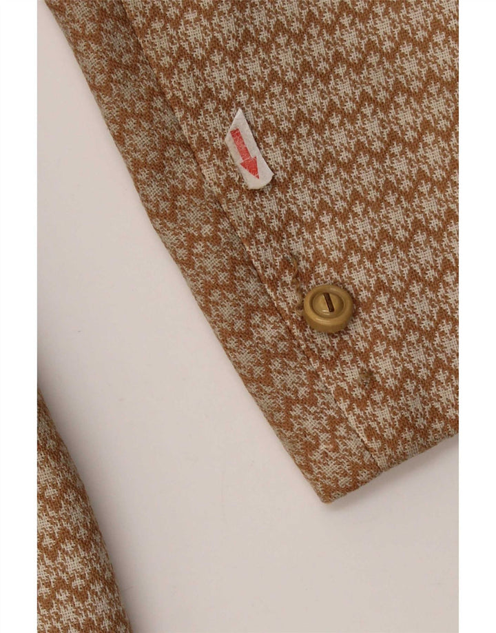 Vintage overfrakke til kvinder UK 10 Lille Beige Geometrisk