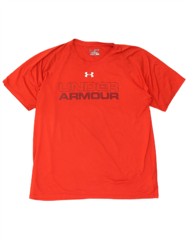 Under Armour Herre Heat Gear Grafisk T-Shirt Top Stor Rød Polyester