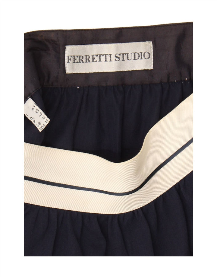 Ferretti Studio Dame lige nederdel UK 12 Medium W26 Navy Blue Rayon
