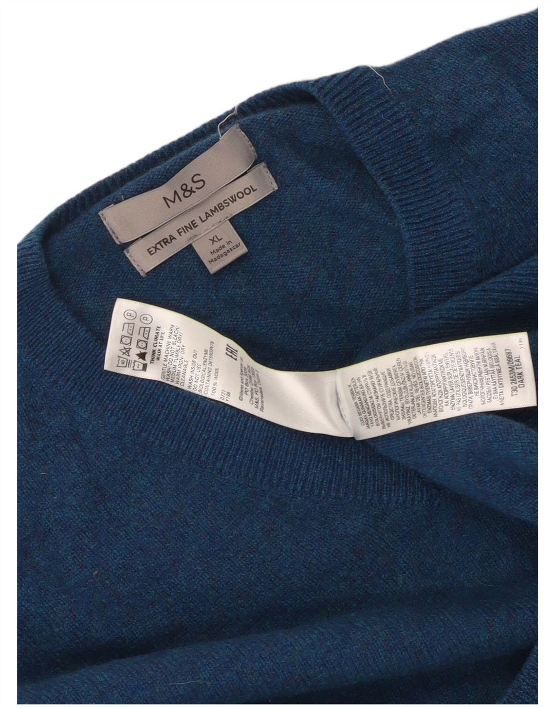 Marks & Spencer Dame V-hals sweater UK 18 XL Blå Uld