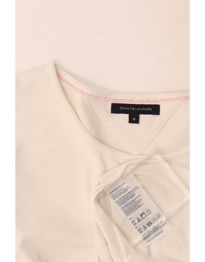 Tommy Hilfiger Dame Top Langærmet UK 12 Medium Hvid Bomuld