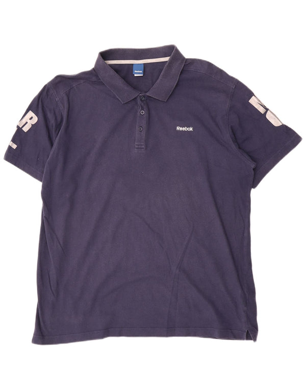 Reebok Herre grafisk poloskjorte UK 58/60 2XL Navyblå Bomuld