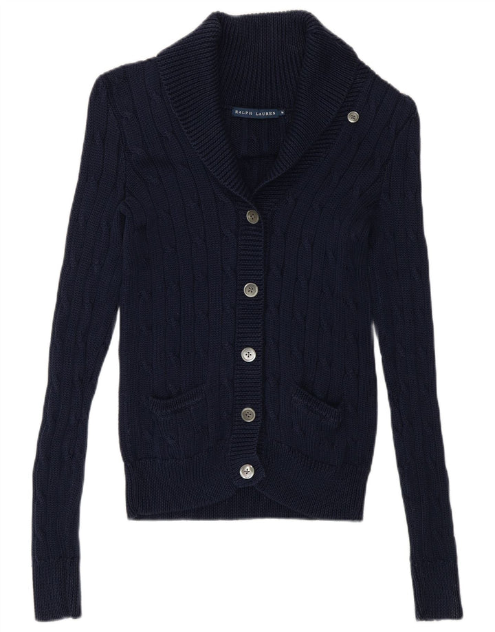 Ralph Lauren Dame Cardigan Sweater UK 14 Medium Navy Blue