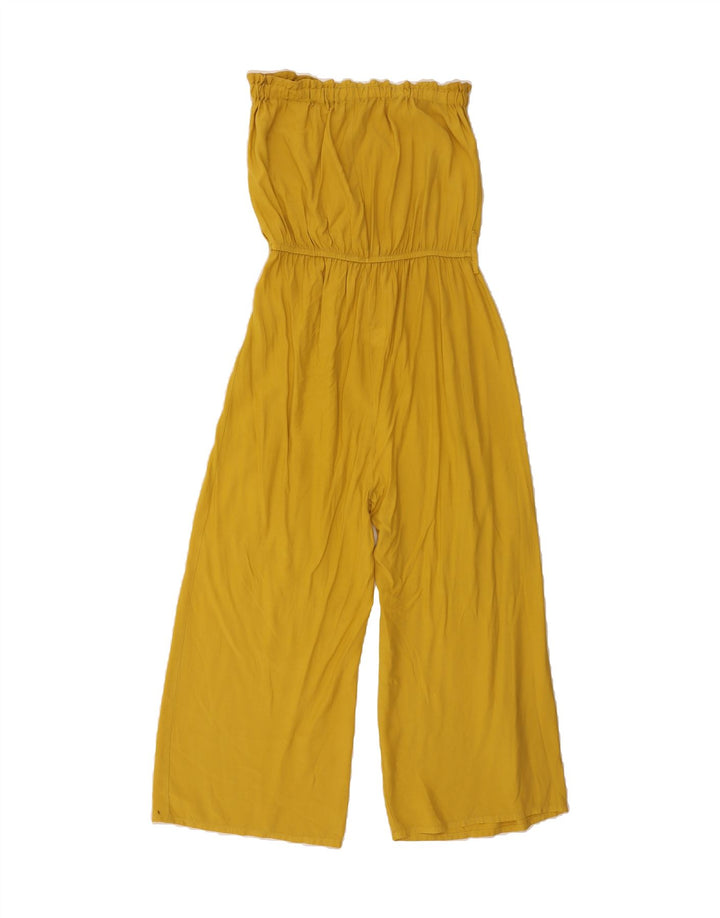 VINTAGE Womens Off Shoulder Jumpsuit UK 12 Medium Yellow Vintage Vintage and Second-Hand Vintage from Messina Hembry 