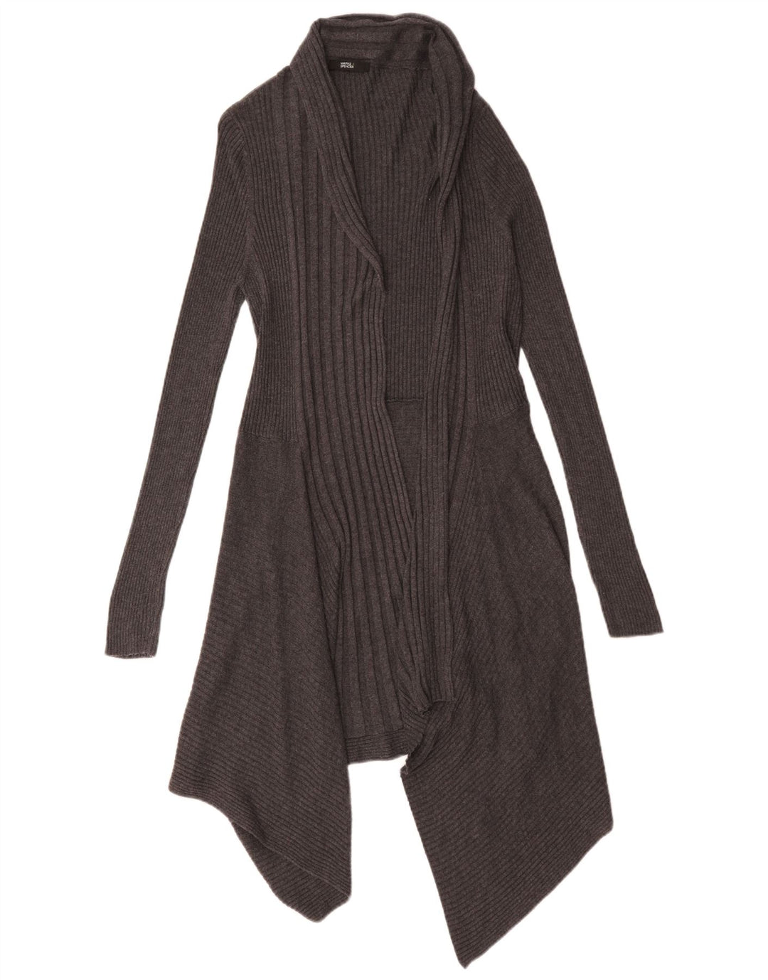 Marks & Spencer Dame Longline Open Cardigan Sweater UK 18 XL Grå