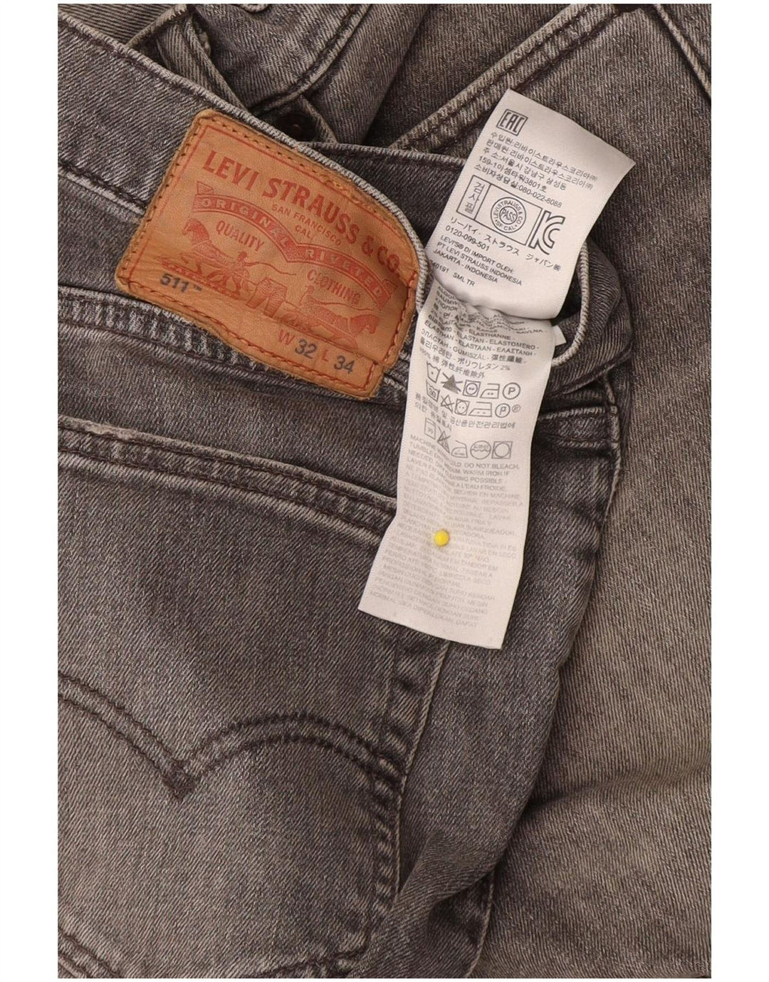 Levi's Herre 511 Slim Jeans W32 L34 Grå Bomuld