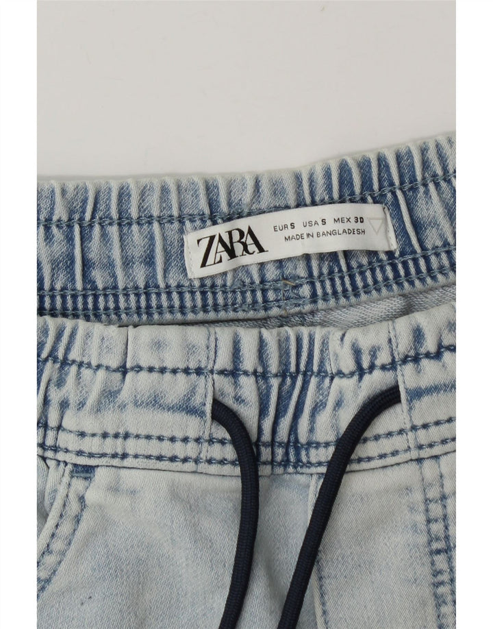 Zara Herre Denim Shorts Små W30 Blå Bomuld