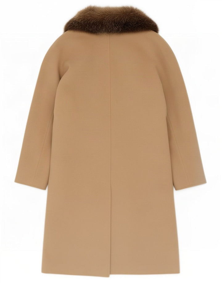 Pierrette B Dame Dobbeltradet Frakke US 10 Stor Beige Uld