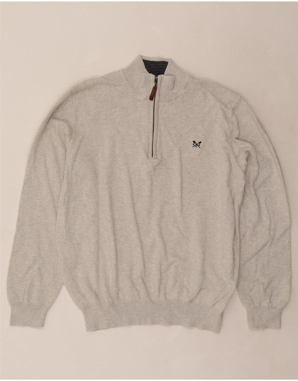 Besætningstøj Herre Zip Neck Jumper Sweater XL Grå Bomuld