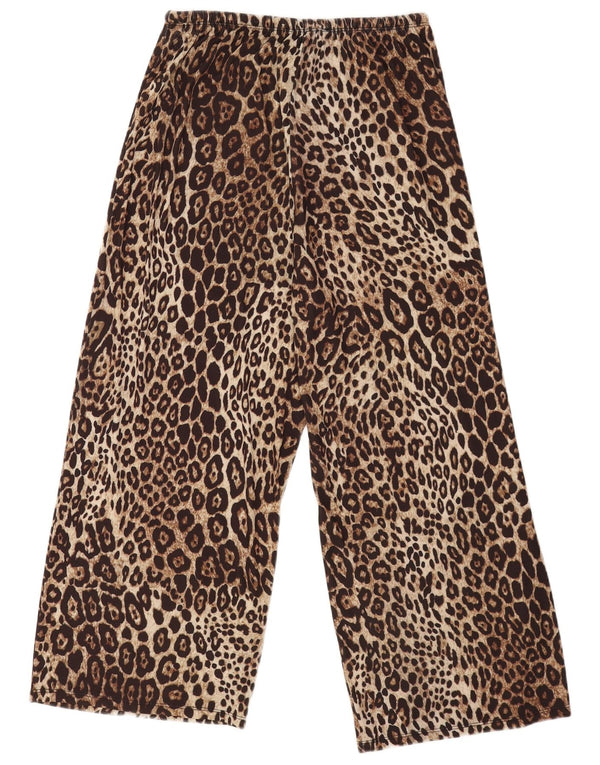 Zara Womens Wide Leg Casual Bukser Small W26 L23 Brown Animal Print