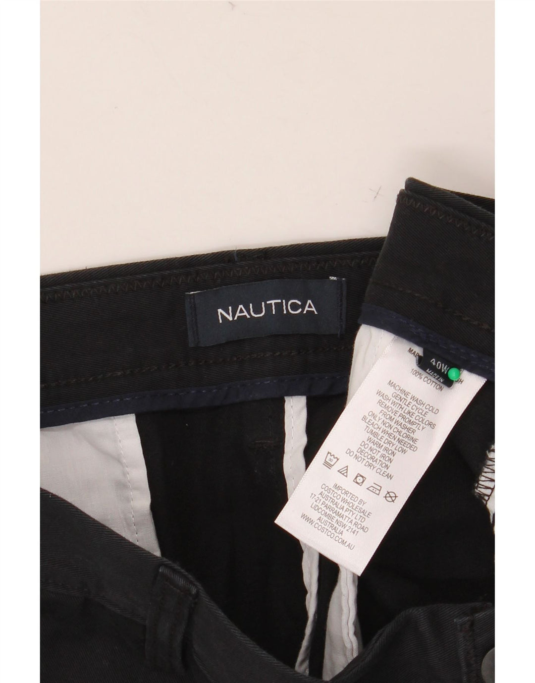 NAUTICA Chino Shorts til mænd W40 XL Sort bomuld