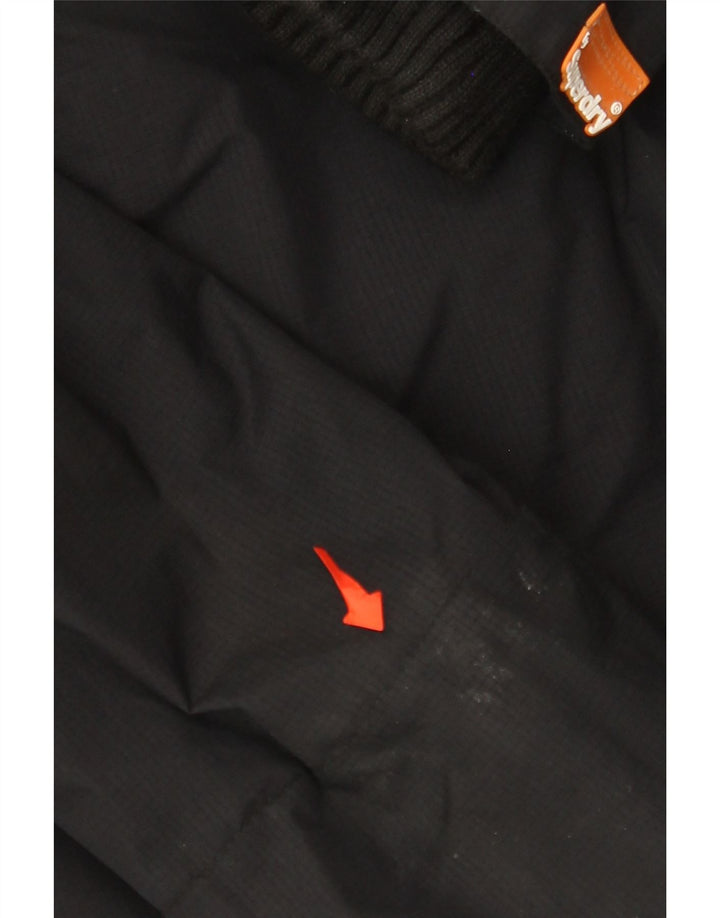 SUPERDRY Womens Windcheater Hooded Windbreaker Jacket UK 14 Medium Black