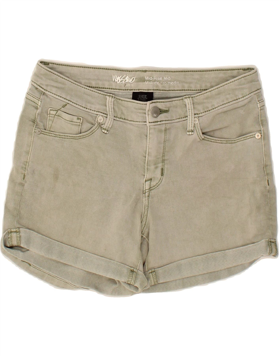 MOSSIMO Womens Mid Rise Denim Shorts W28 Medium Green Cotton Vintage Mossimo and Second-Hand Mossimo from Messina Hembry 
