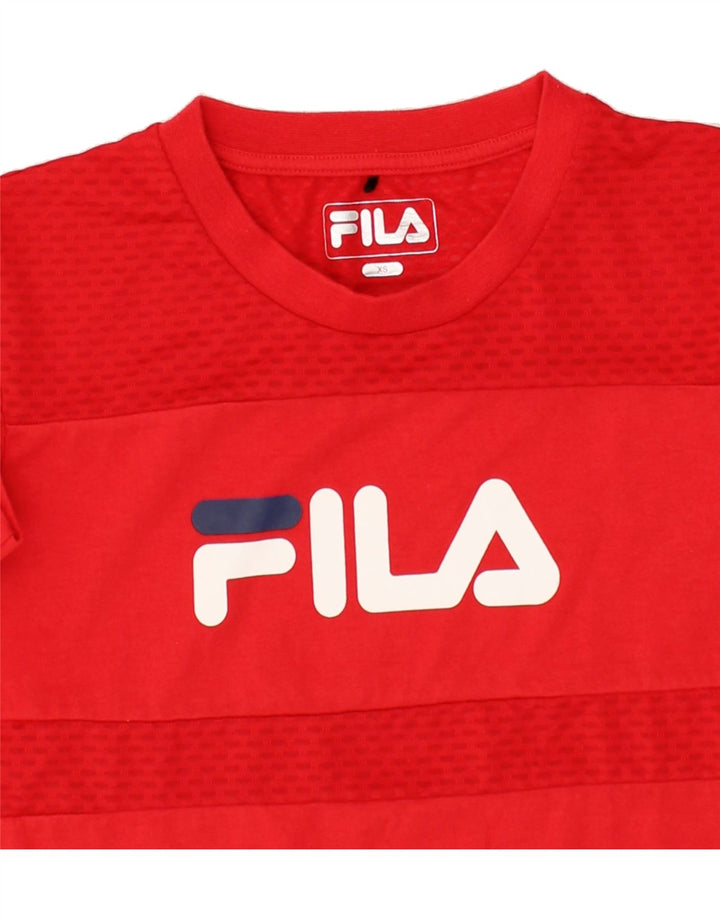 FILA Womens Crop Graphic T-Shirt Top UK 6 XS Red Polyester Vintage Fila and Second-Hand Fila from Messina Hembry 