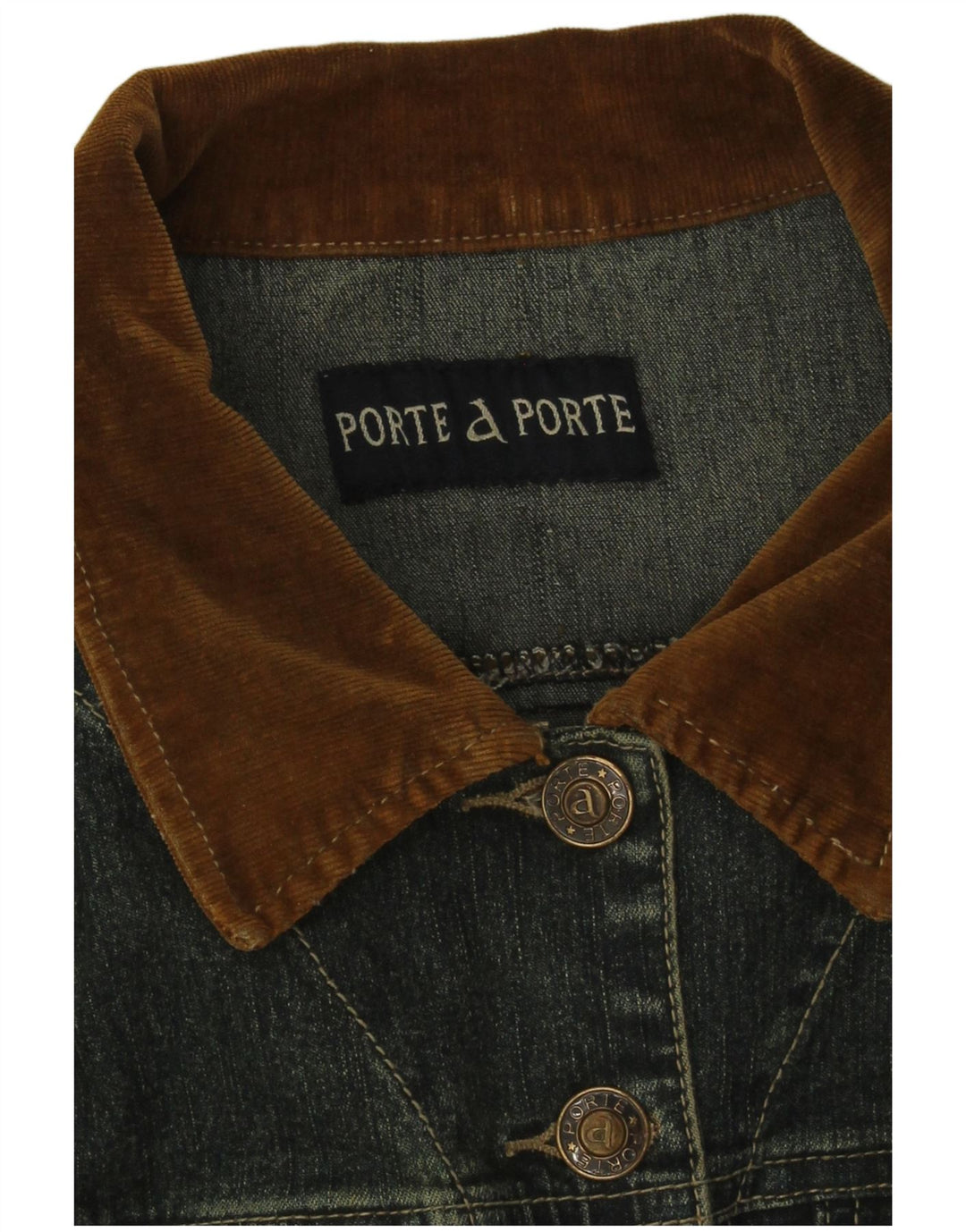 Vintage denimjakke til kvinder UK 12 Medium Blue Colourblock Bomuld