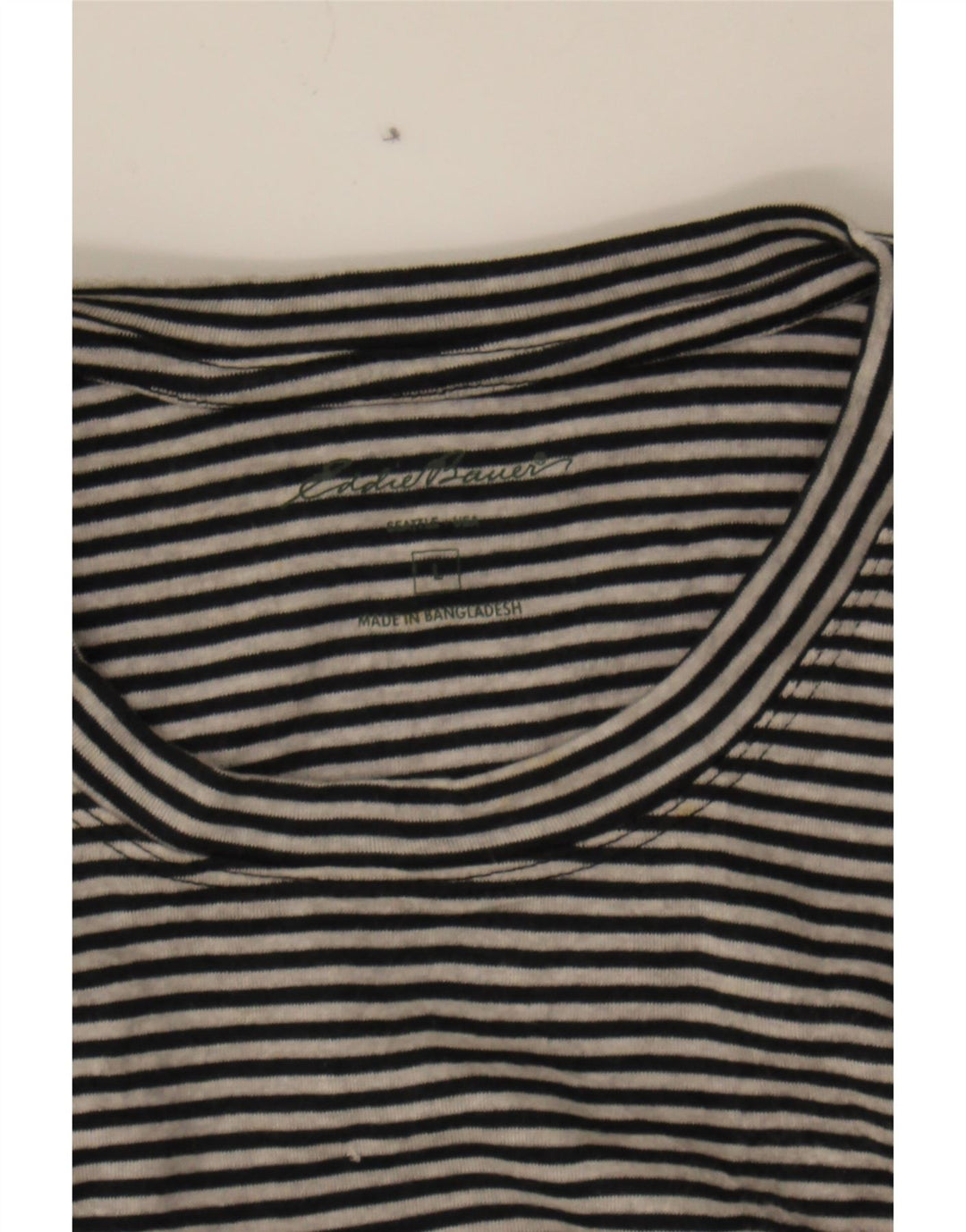 EDDIE BAUER Womens Top Long Sleeve UK 14 Large Black Striped Cotton Vintage Eddie Bauer and Second-Hand Eddie Bauer from Messina Hembry 