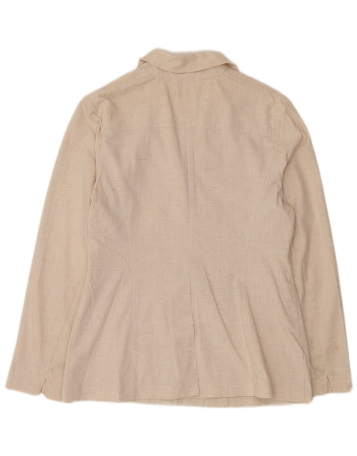 Marks & Spencer Dame 4-knaps blazerjakke UK 16 Large Beige Viscose
