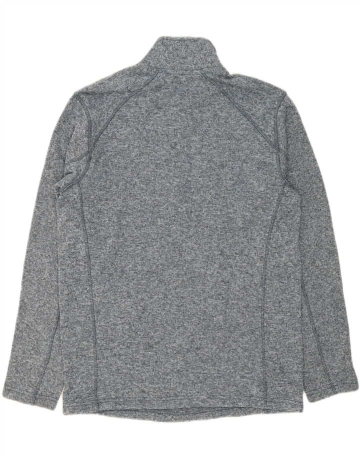 EDDIE BAUER Mens Zip Neck Sweatshirt Jumper Medium Grey Flecked Polyester Vintage Eddie Bauer and Second-Hand Eddie Bauer from Messina Hembry 