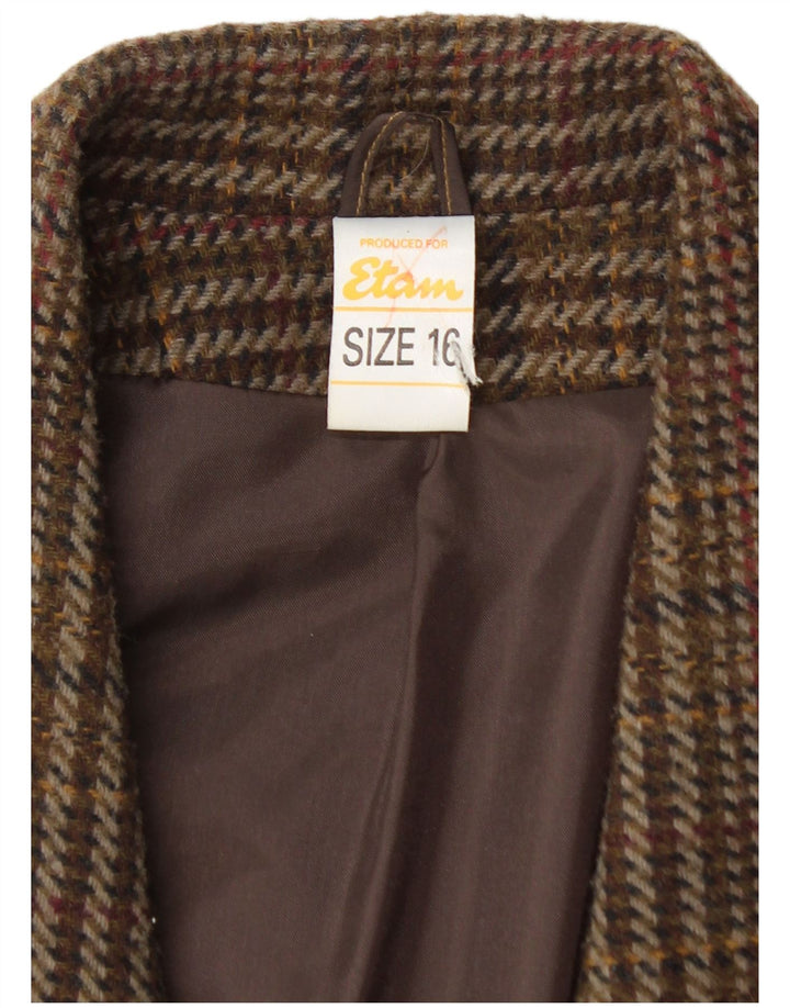 ETAM dobbeltradet blazerjakke til kvinder US 16 2XL brun ternet akryl