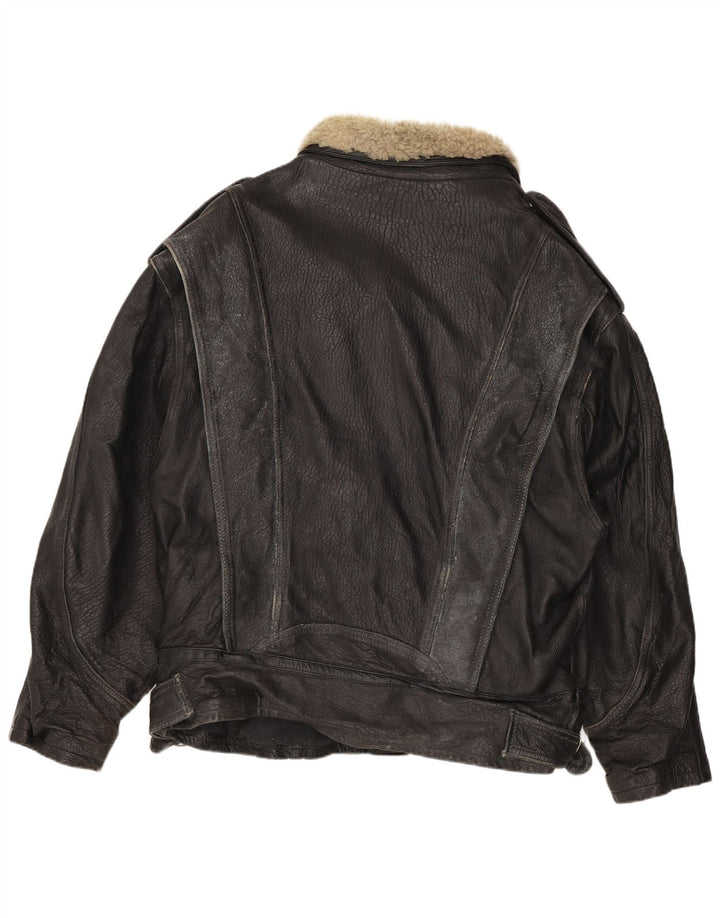 Clout Herre Læder Biker Jacket UK 42 XL Sort Læder