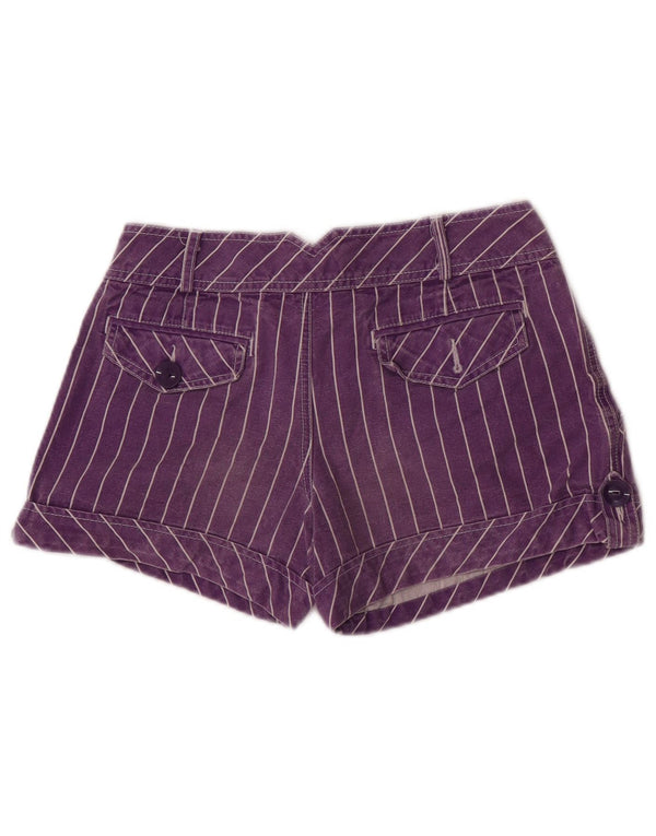 Zara Trafaluc Cargo Shorts til kvinder EU 36 XS W26 lilla stribet bomuld