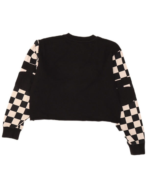 Vans Dame Crop Graphic Sweatshirt Jumper UK 14 Medium Sort Geometrisk