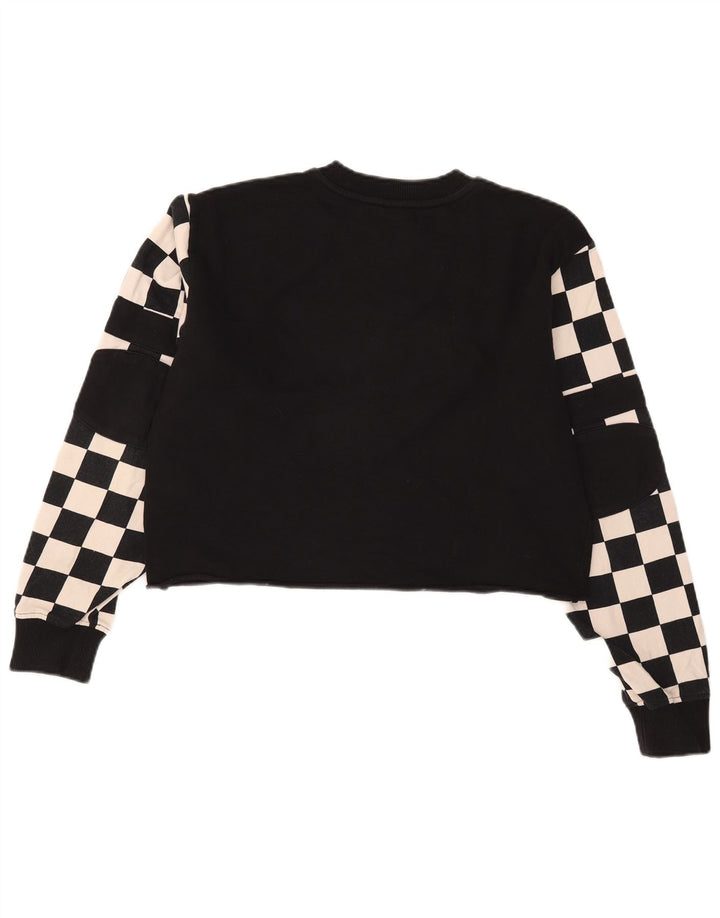 Vans Dame Crop Graphic Sweatshirt Jumper UK 14 Medium Sort Geometrisk