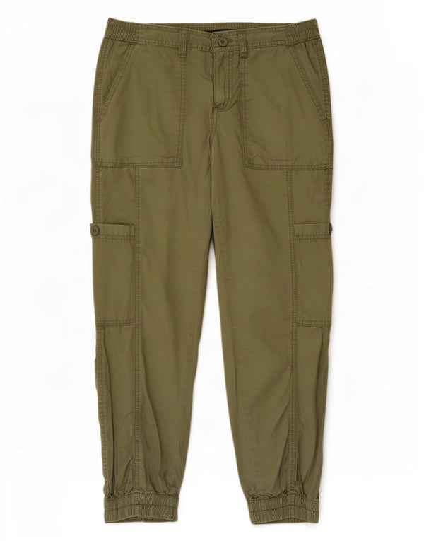 Gap Womens Crop Cargo Trousers UK 14 Large W30 L25 Khaki Cotton
