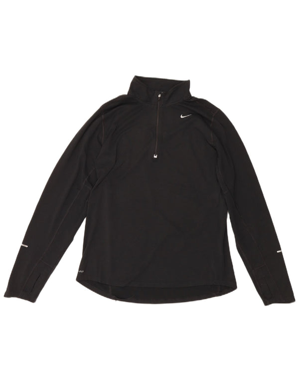 Nike Herre Dri Fit Pullover med lynlås-hals Træningsdragt Top Medium Sort Polyester