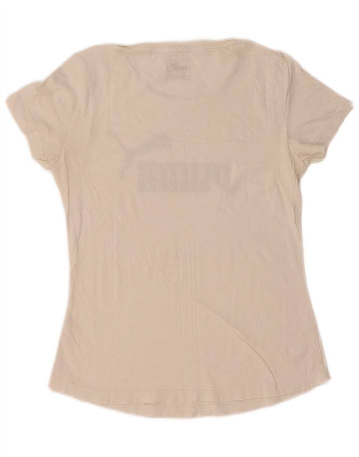 Puma Graphic T-Shirt Top UK 10 Small White