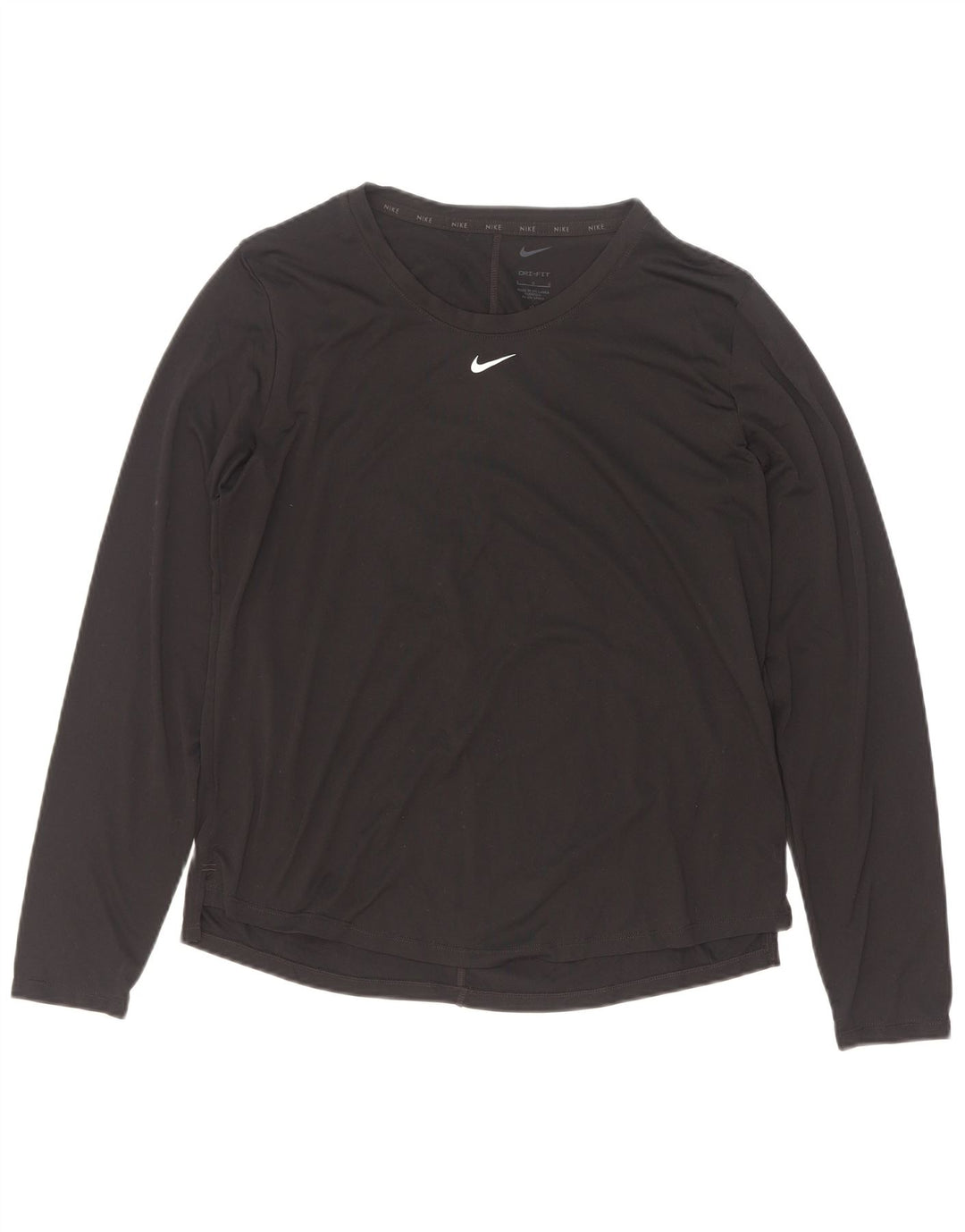 Nike Dame Dri Fit Top Langærmet UK 16 Stor Sort Polyester