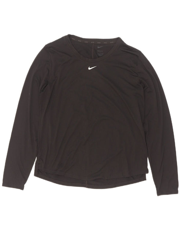 Nike Dame Dri Fit Top Langærmet UK 16 Stor Sort Polyester