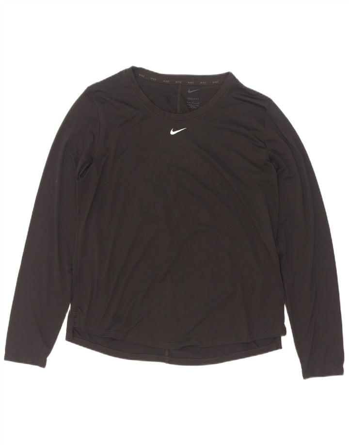 Nike Dame Dri Fit Top Langærmet UK 16 Stor Sort Polyester